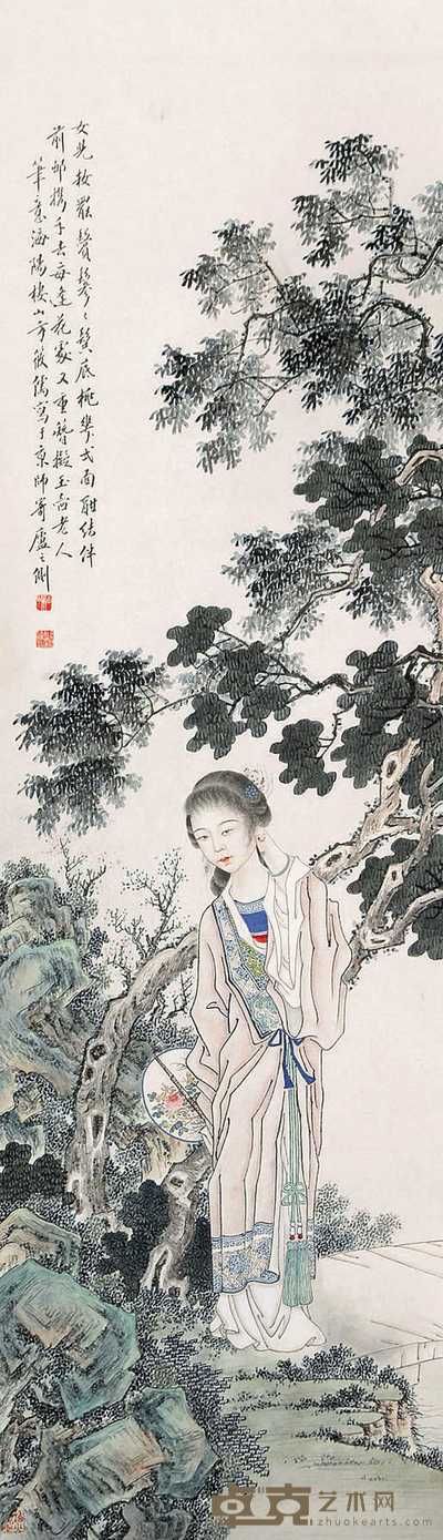 方筱儒 仕女 立轴 129×37cm